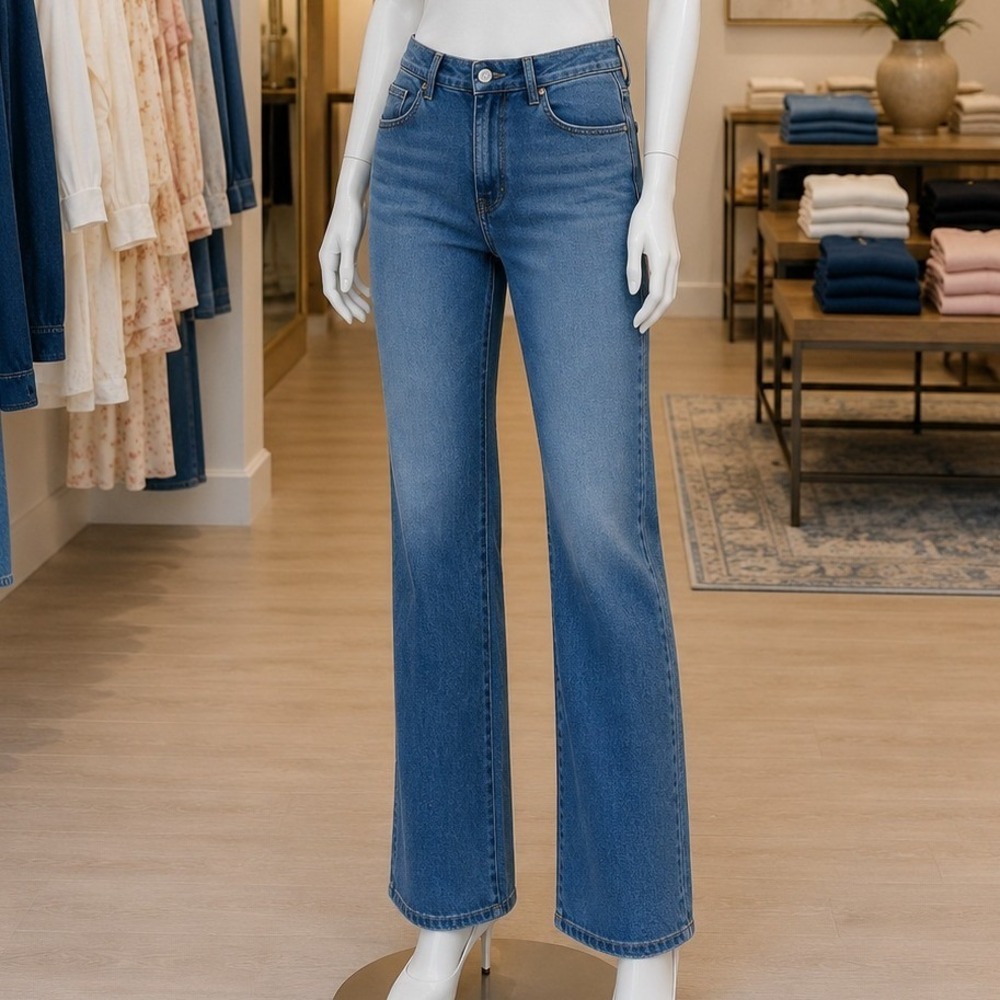 Gilli Womens Jeans Medium Wash High Rise Straight Leg Small
